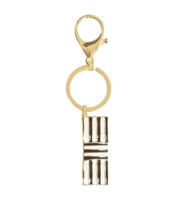 BLACK STRIPED BOW KEYCHAIN