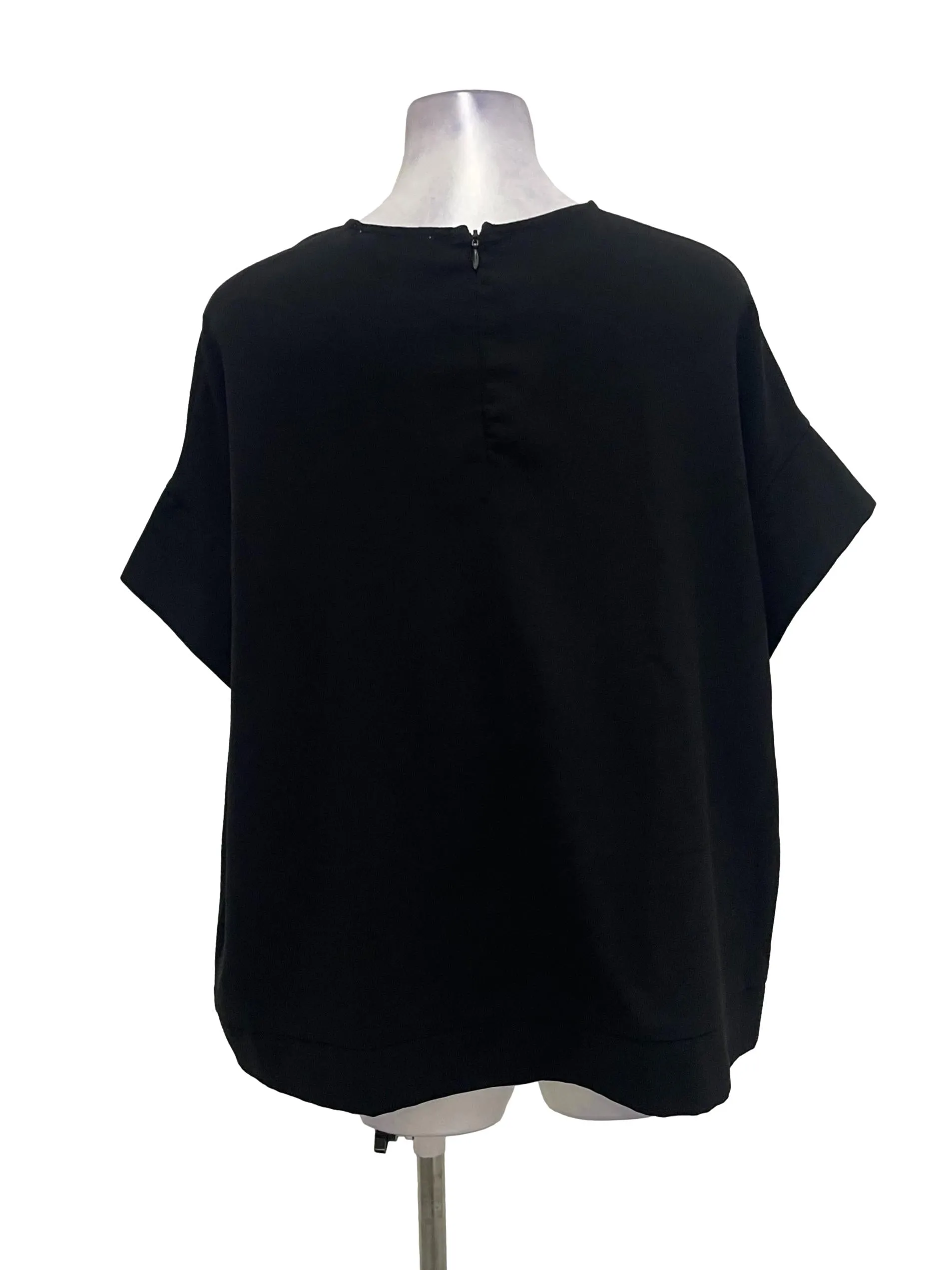 Black V-Neck Boxy Top OSN