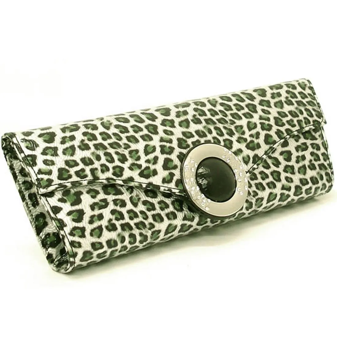 bling black Silver Animal Print Rhinestone Evening Party Wrist Handbag bag wallet
