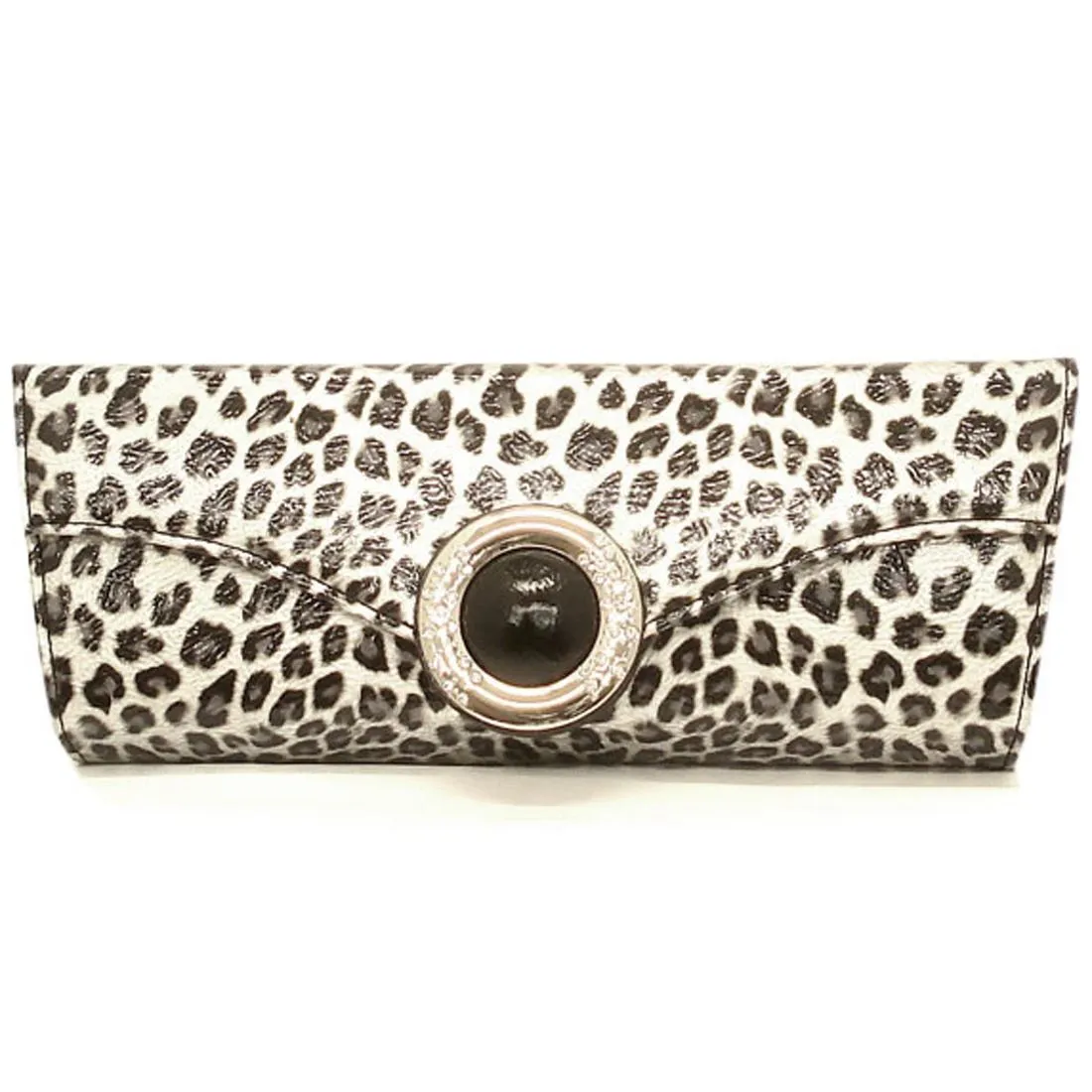 bling black Silver Animal Print Rhinestone Evening Party Wrist Handbag bag wallet