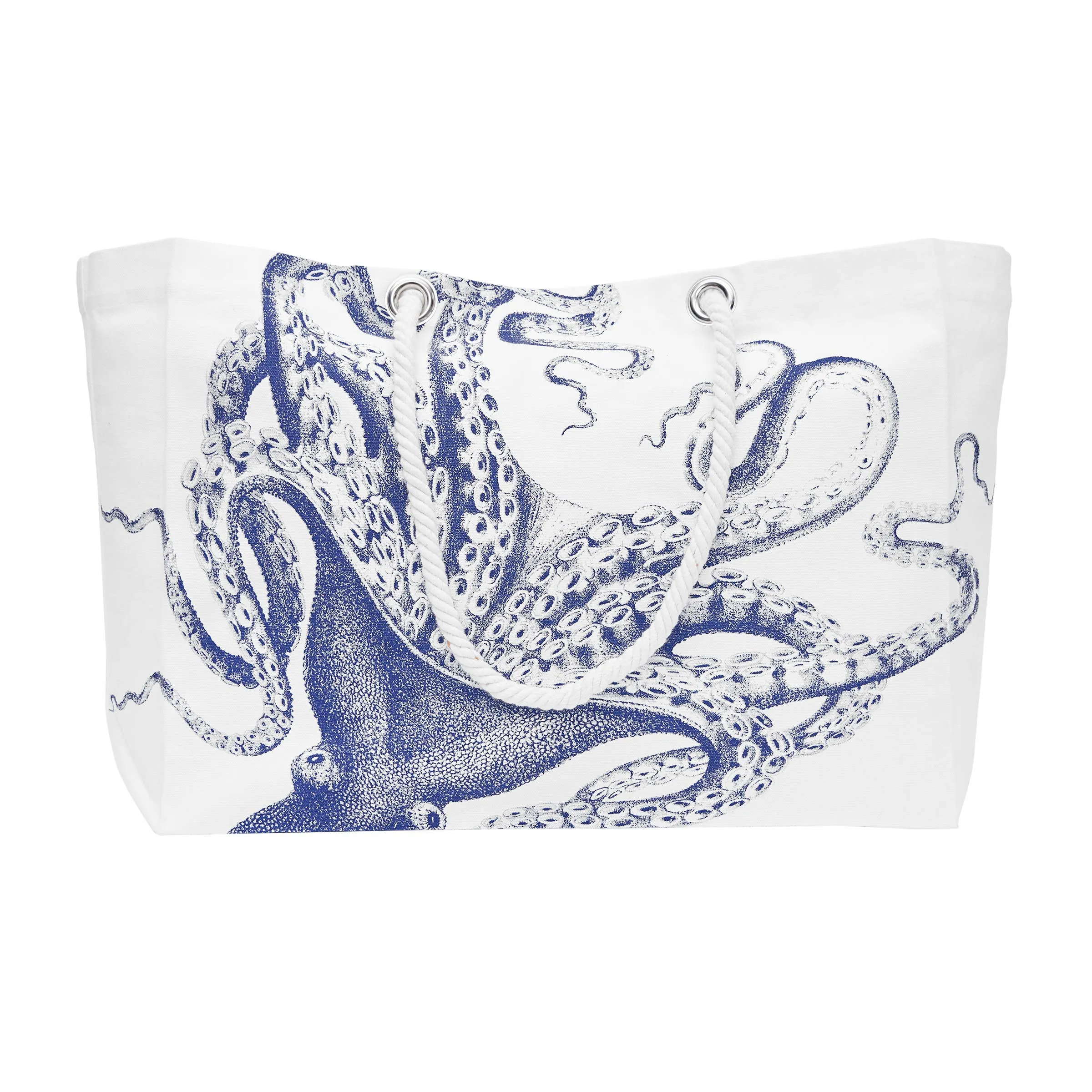 Blue Octopus Coastal Boat Tote Bag