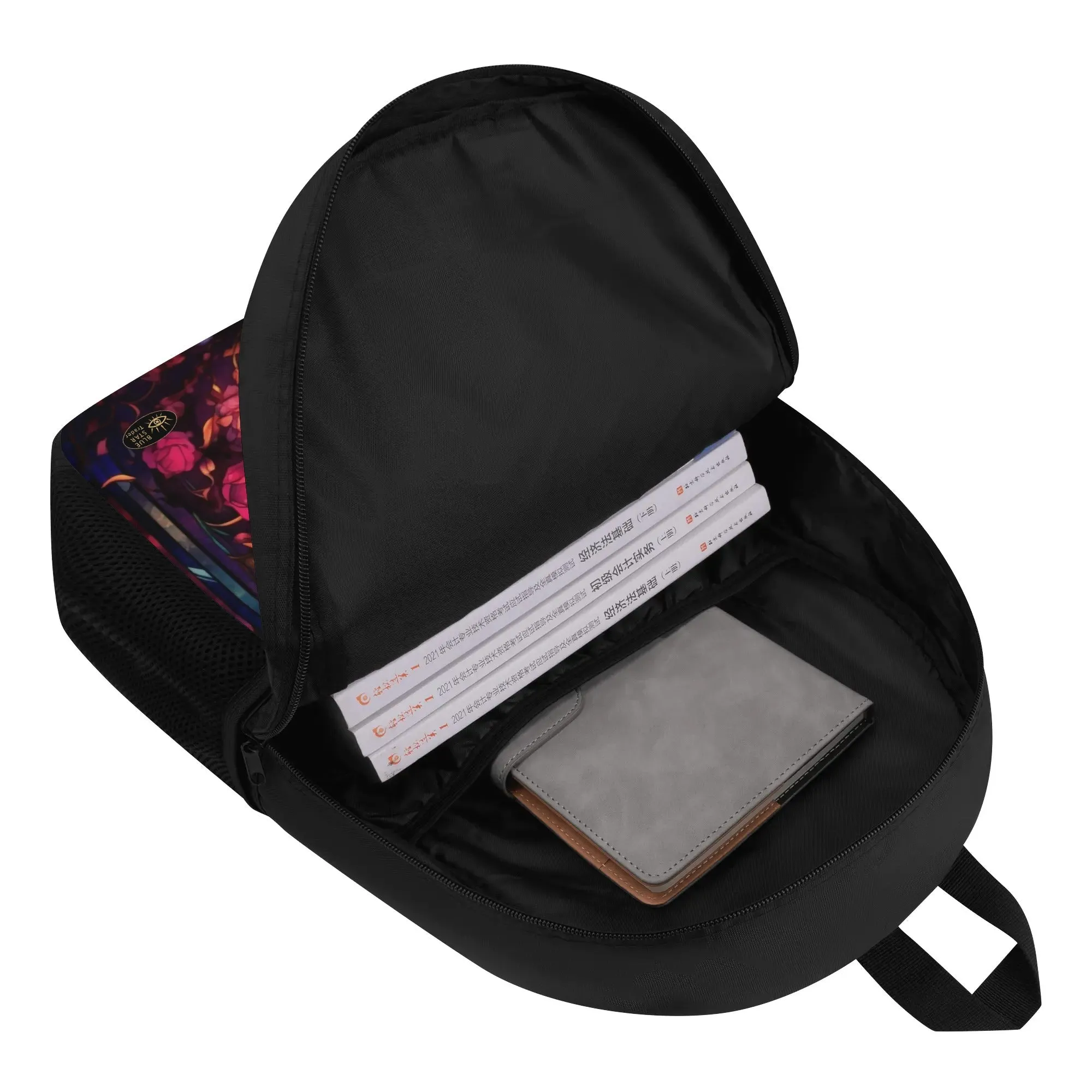 Blue Pink Stained Glass Butterfly 17 Inch Laptop Backpack