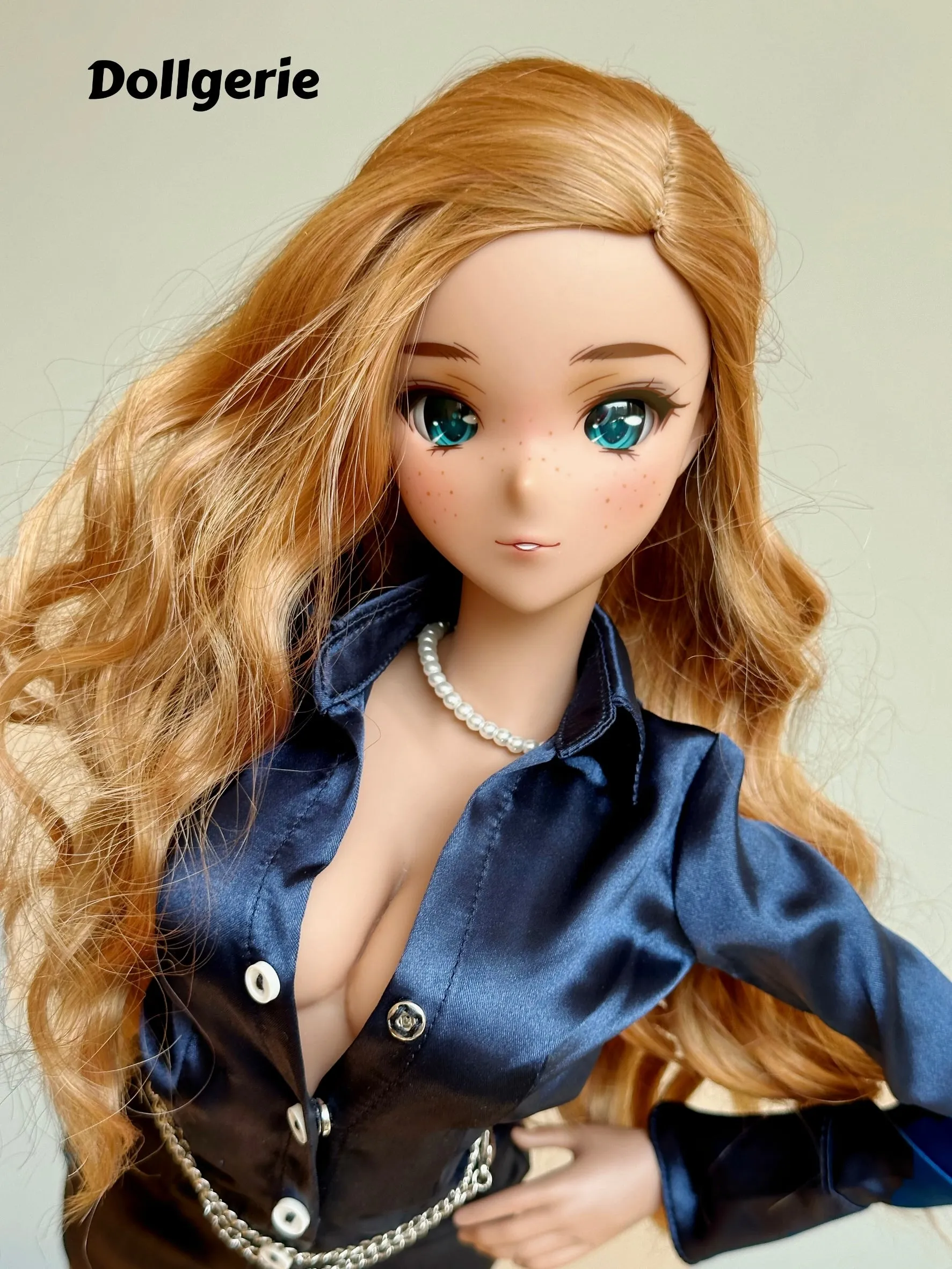 Blue Satin Shirt Dress for SmartDoll or DD