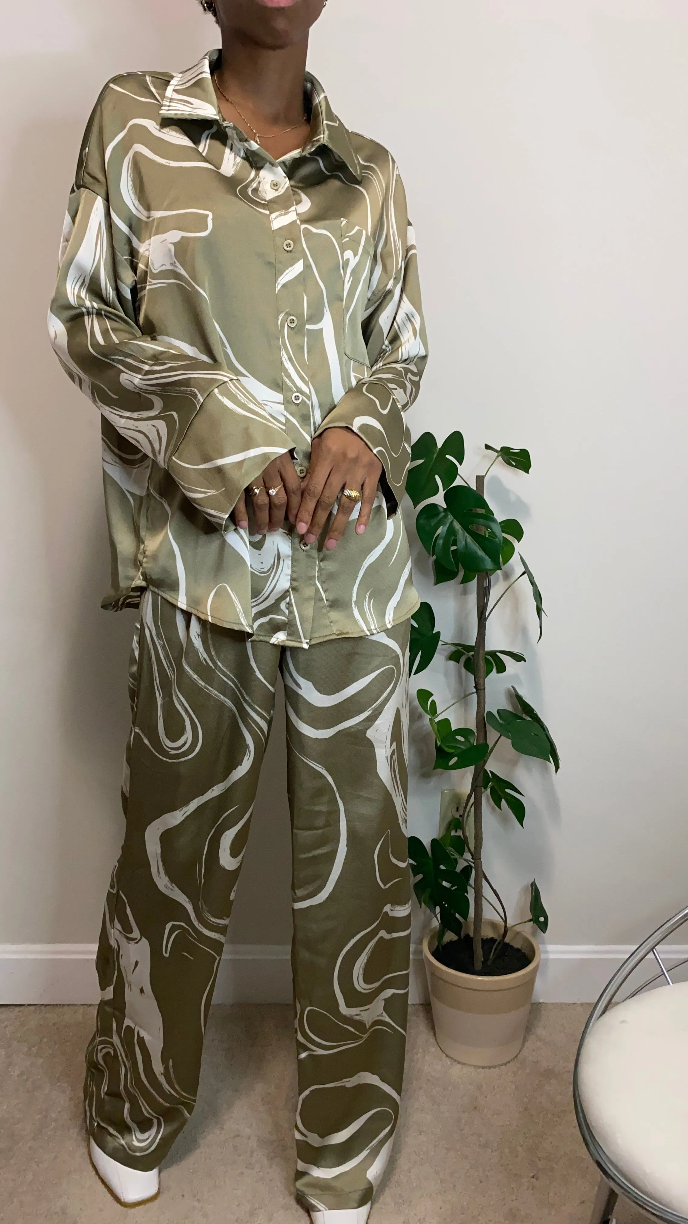 Blurred Lines Satin Pant Set