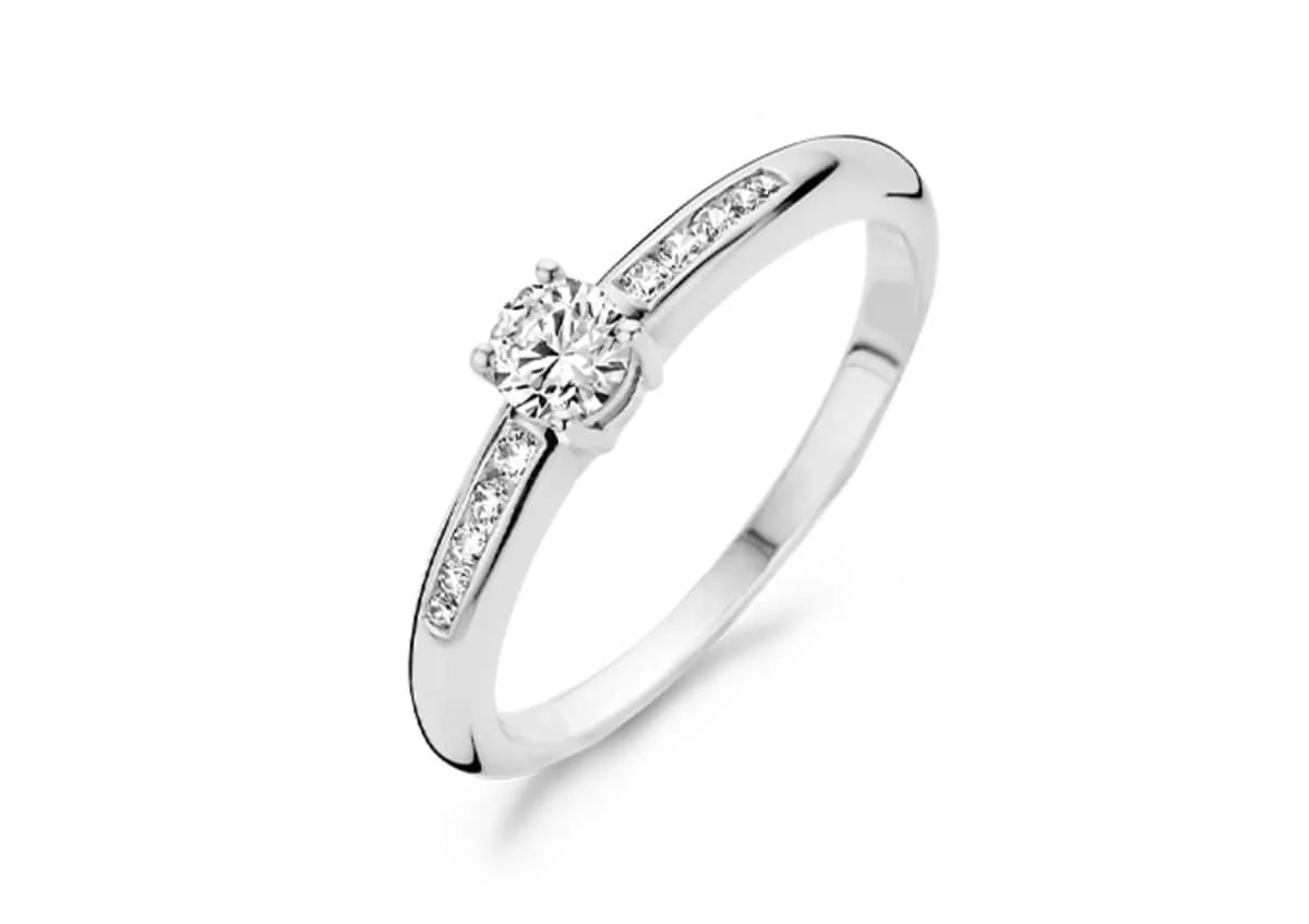 Blush - Bague Solitaire - Or Blanc 14k, Zircon (1155WZI)