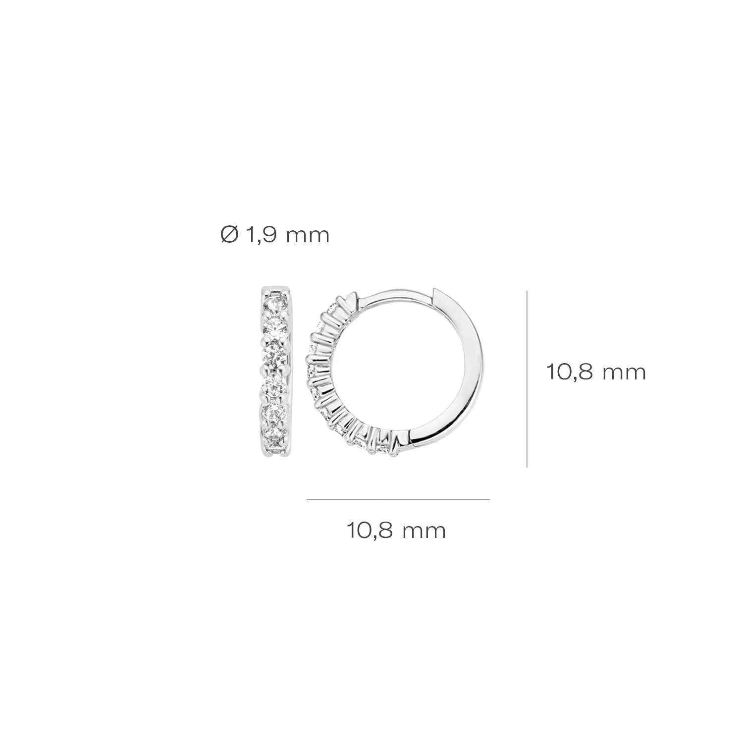 Blush - Boucles d'oreilles créoles - Or Blanc 14k, Zircons (7134WZI)