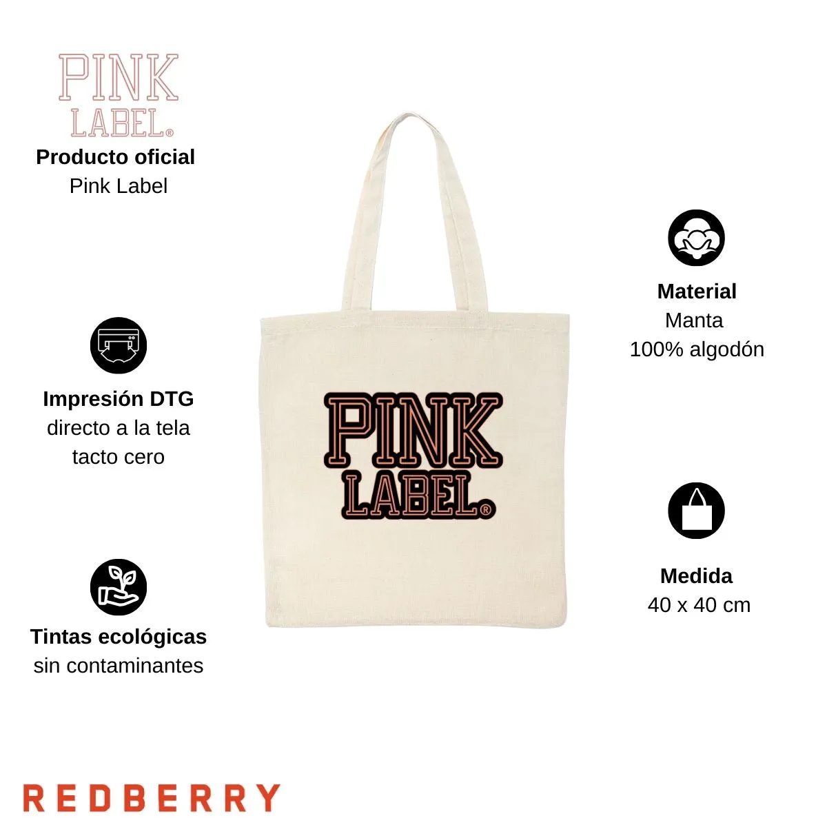 Bolsa Tote Bag Pink Label Corazón