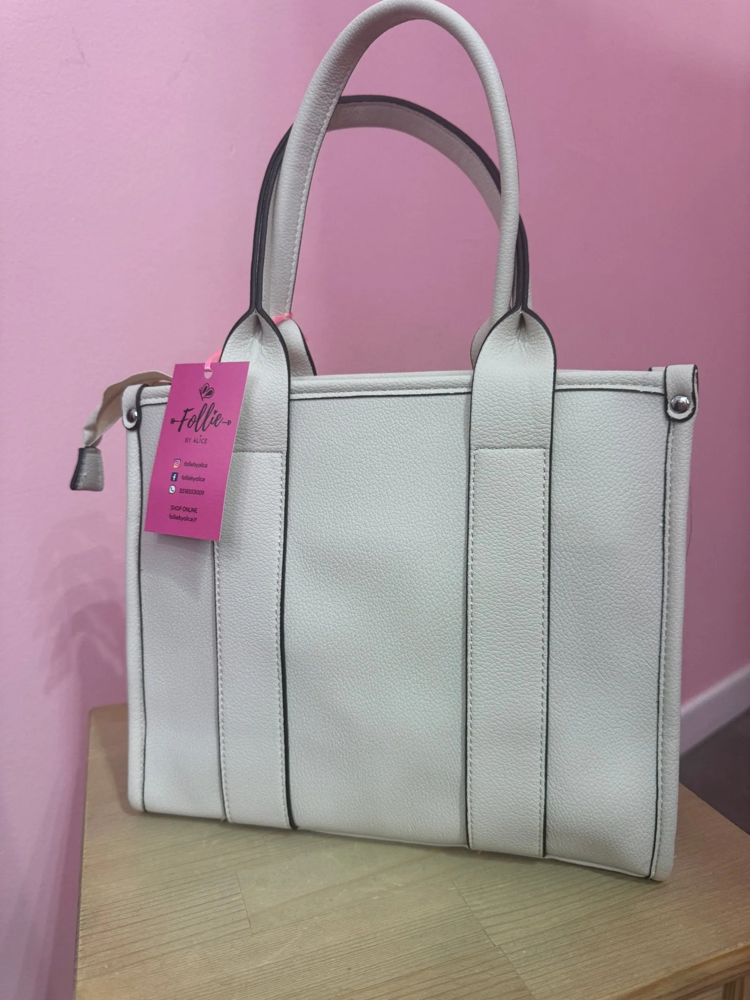 Borsa a mano con tracolla e stampa "The Tote Bag"