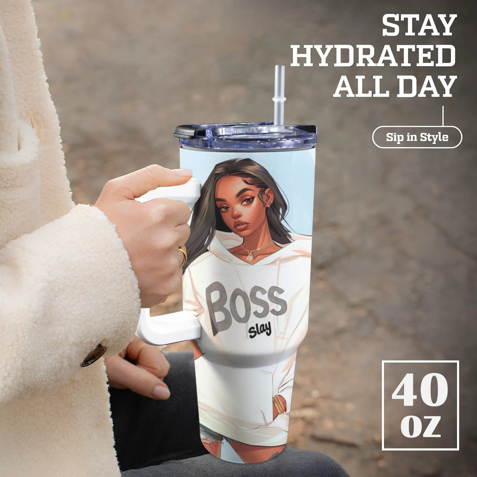 BOSS SLAY BAE 40oz Tumbler with Handle