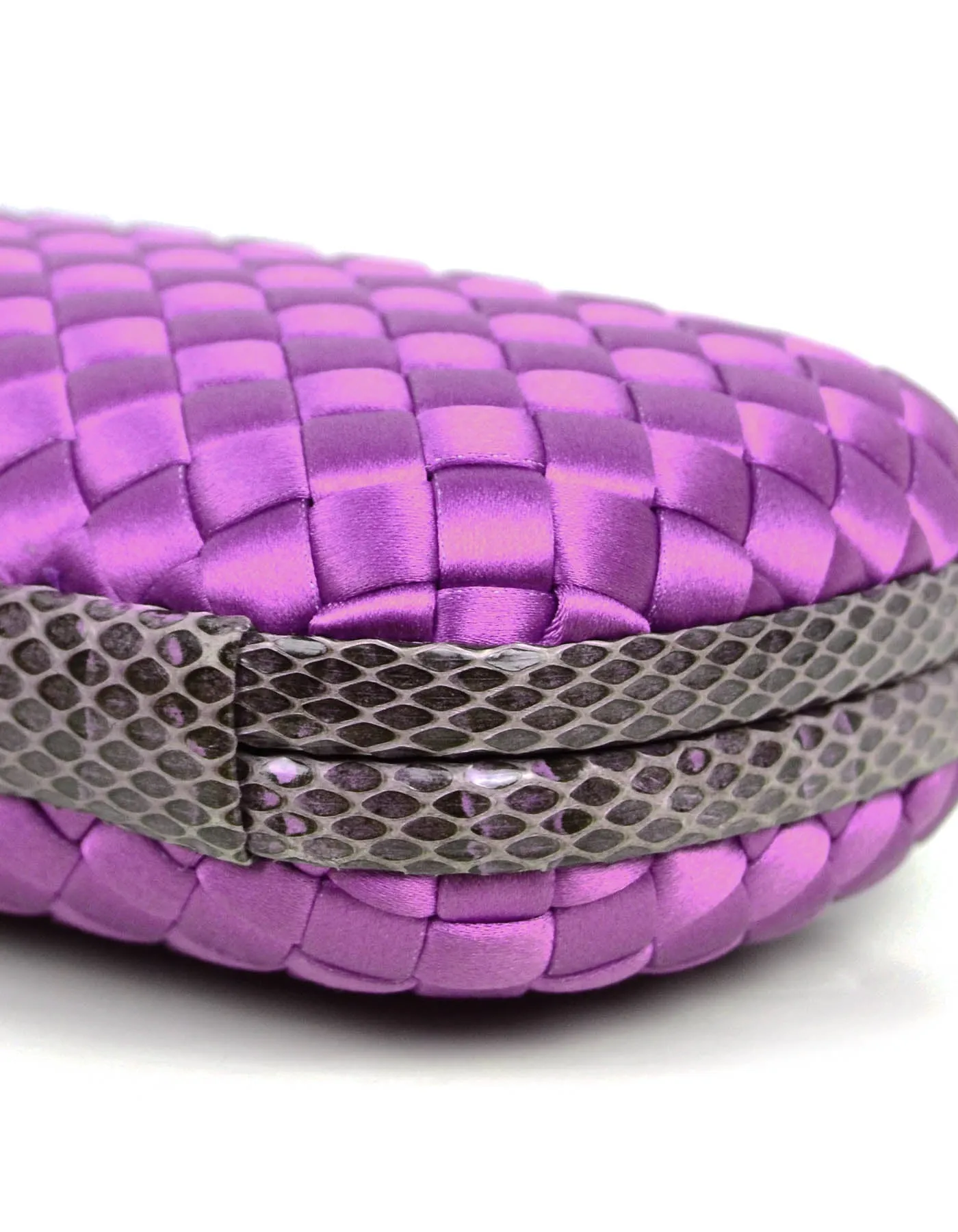 Bottega Veneta Purple Satin Intrecciato & Ayers Knot Clutch Bag