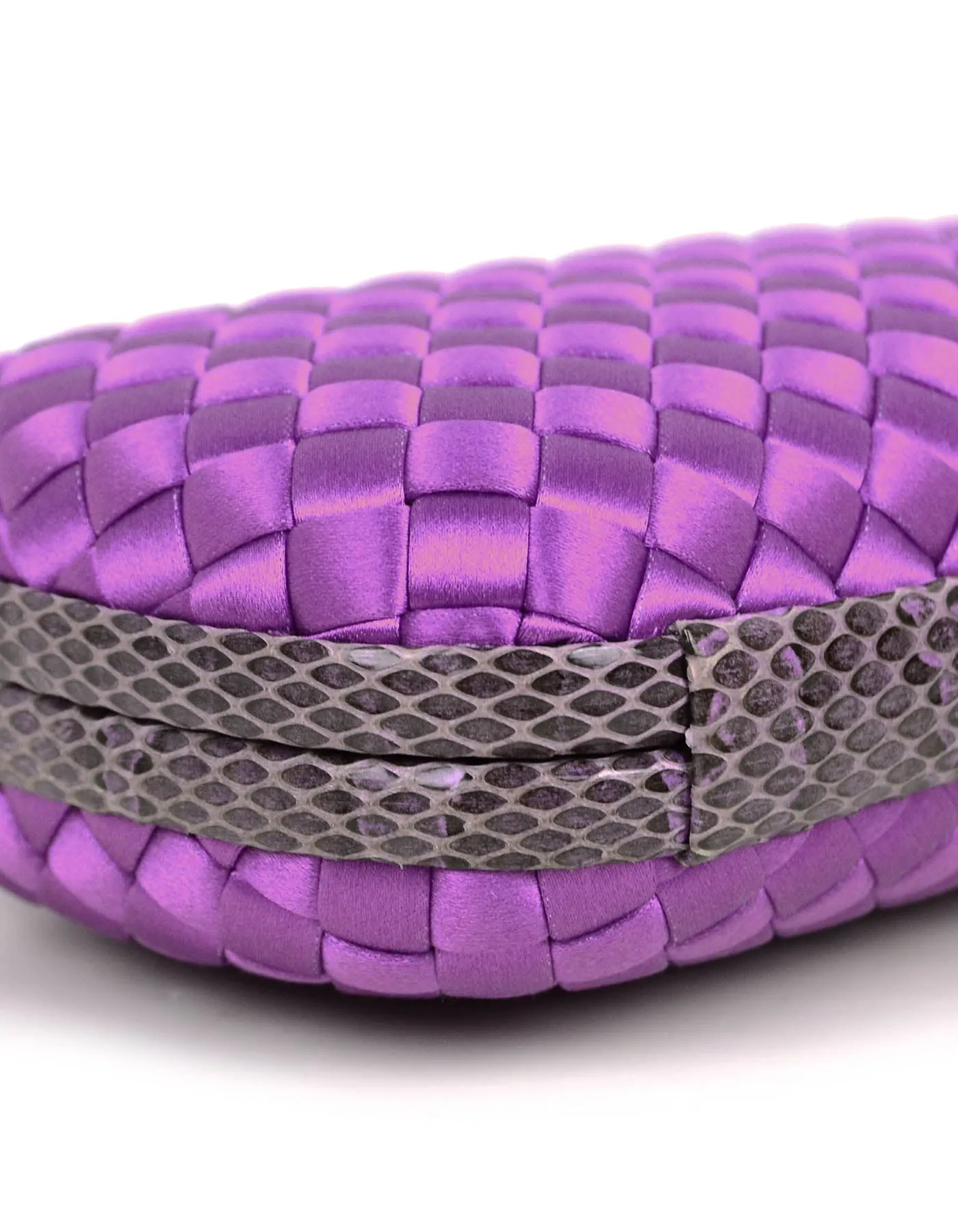Bottega Veneta Purple Satin Intrecciato & Ayers Knot Clutch Bag