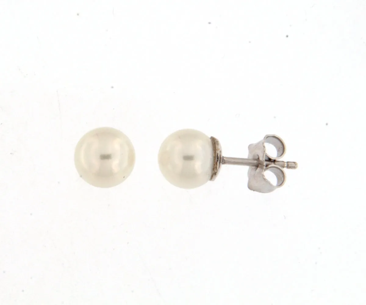 Boucles d'oreilles contre l'oreille - Or Blanc et Perle (93B770P)