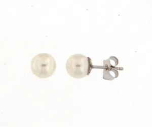 Boucles d'oreilles contre l'oreille - Or Blanc et Perle (93B770P)