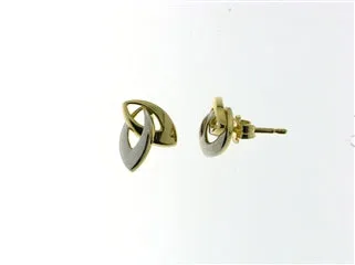 Boucles d'oreilles contre l'oreille - Or Jaune et Blanc (056347)