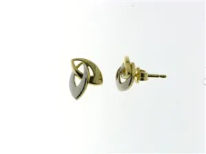 Boucles d'oreilles contre l'oreille - Or Jaune et Blanc (056347)
