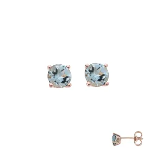 Boucles d'oreilles contre l'oreille - Or Rose, Topaze Sky Blue (065013/T)