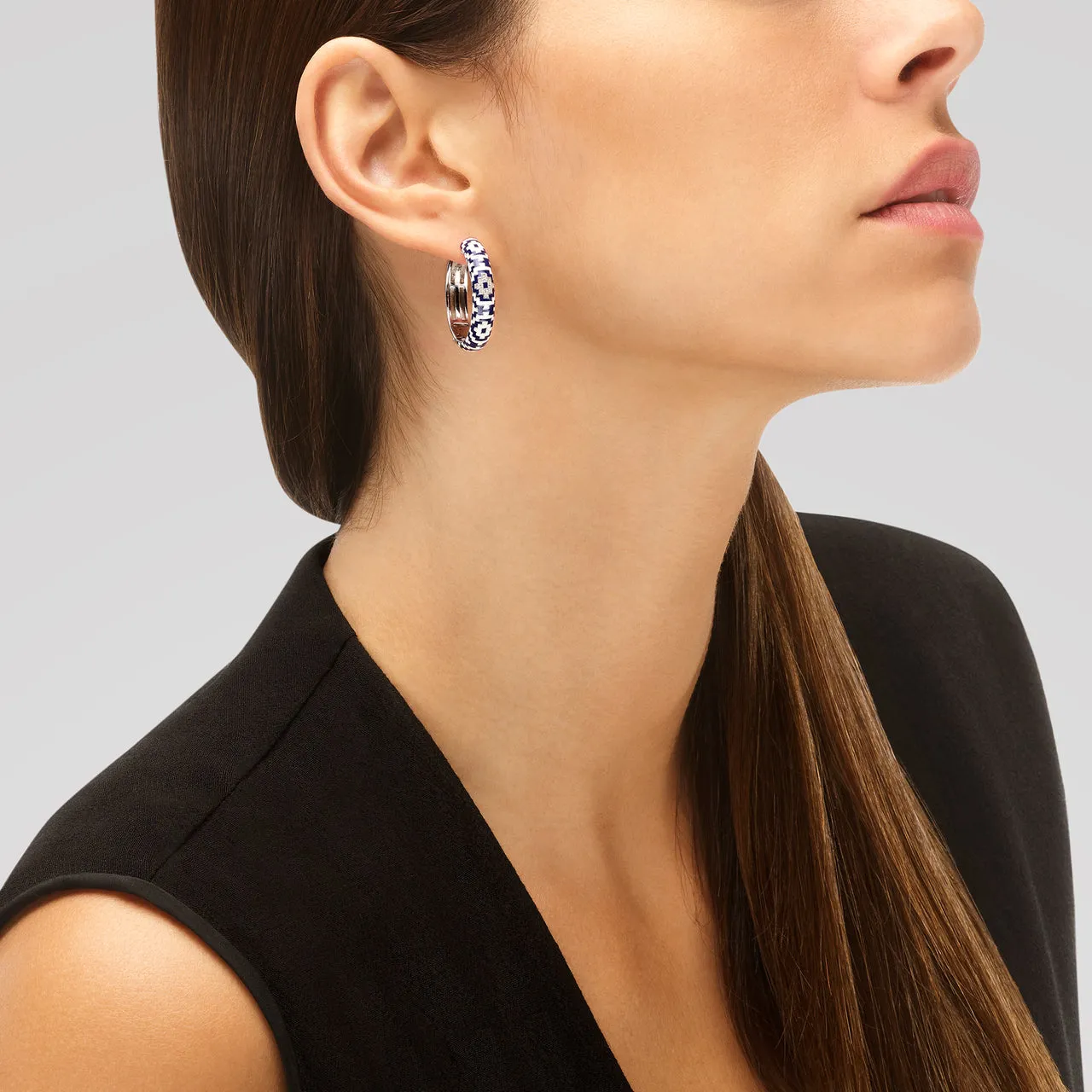 Boucles d'oreilles créoles UNA STORIA - Aztec, Argent et Zircons (CR121186)