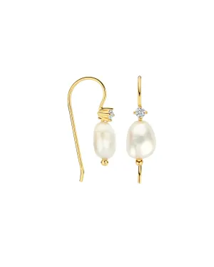 Boucles d'oreilles FJF - Icon Pearl, Plaqué or, Zircon et Perle (FJF0030028Y)