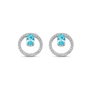 Boucles d'oreilles Naiomy - Argent et zircon bleu (N4V53)
