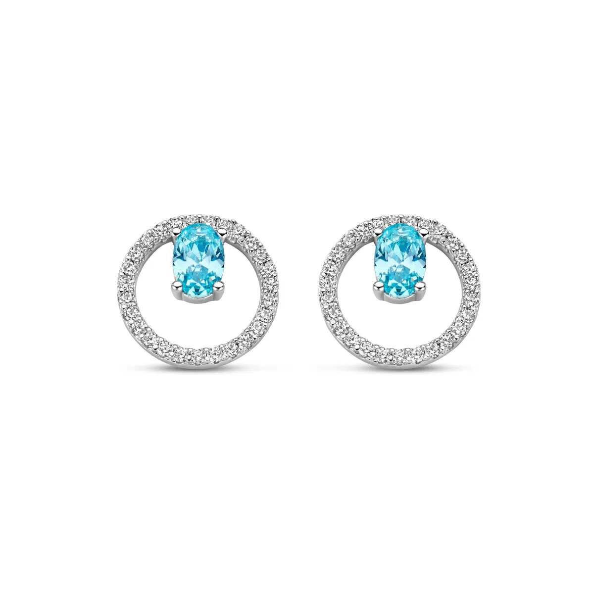 Boucles d'oreilles Naiomy - Argent et zircon bleu (N4V53)