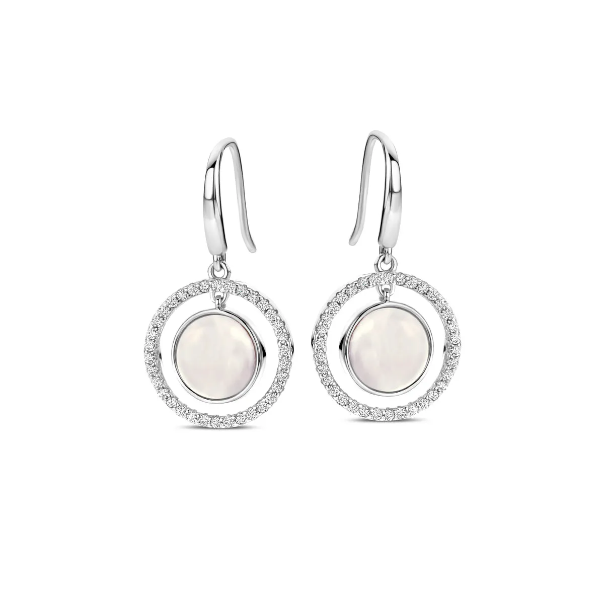 Boucles d'oreilles Naiomy - Argent et zircons, nacre (N4J60)