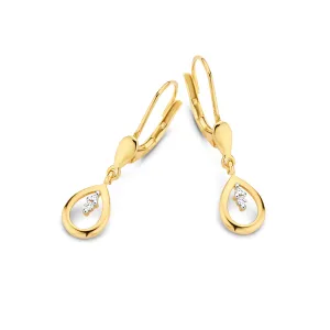 Boucles d'oreilles système - Or Jaune et Blanc, Diamants (064152/A)