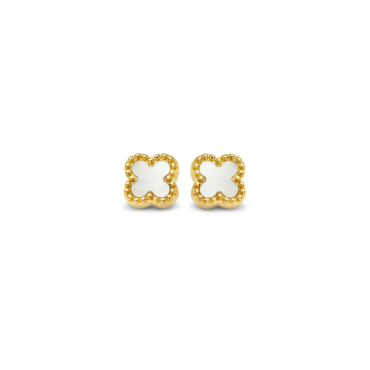 Boucles d'oreilles Trèfles Naiomy - Plaqué or et nacre (N3Z62)