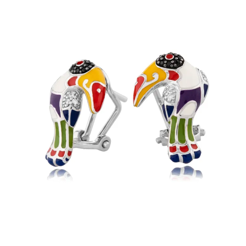 Boucles d'oreilles UNA STORIA - Toucan, Argent et Zircons (BO12144)