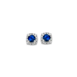 Boucles entourage - Or Blanc, Diamants et Saphirs Bleus (063166/SA)