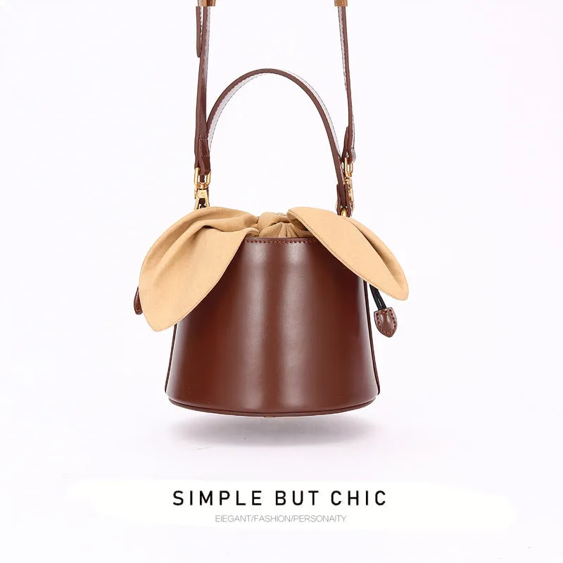 Bow Bucket Leather Handbag