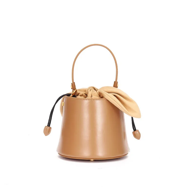 Bow Bucket Leather Handbag