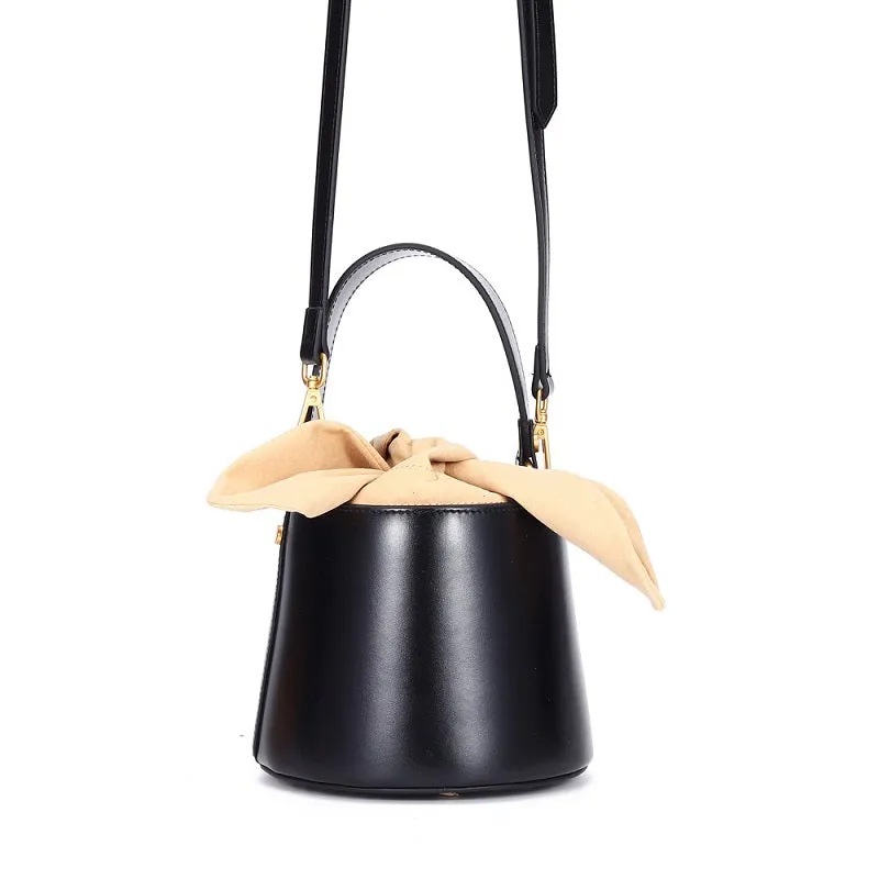 Bow Bucket Leather Handbag