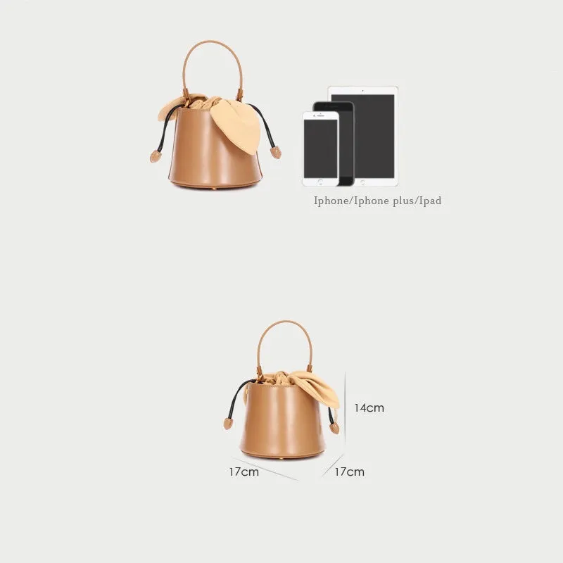 Bow Bucket Leather Handbag