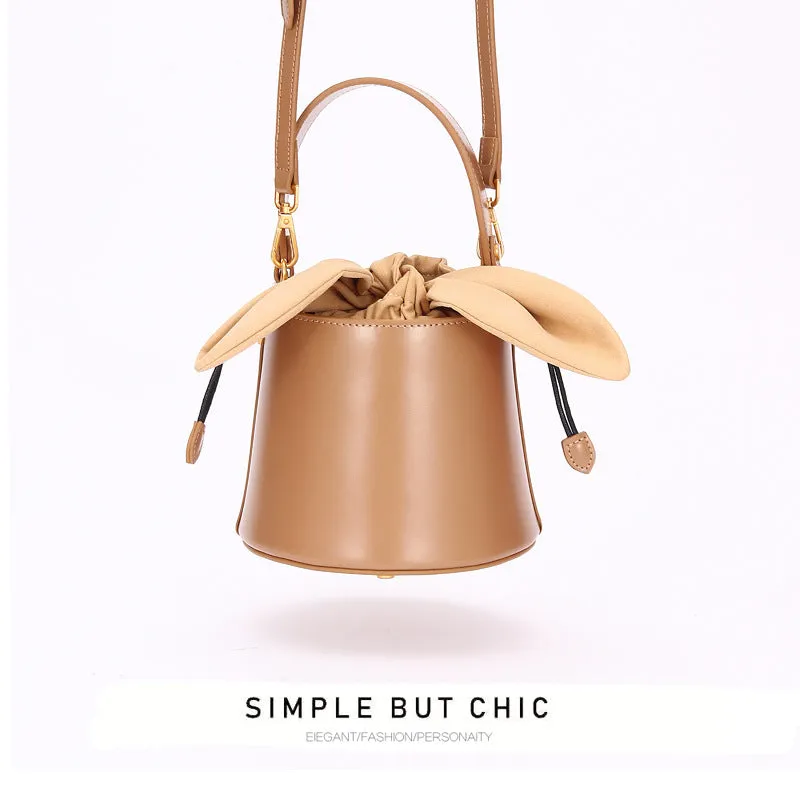 Bow Bucket Leather Handbag