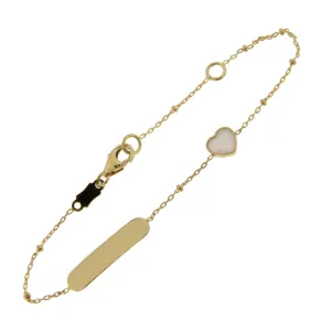Bracelet identité enfant coeur - Or Jaune et Nacre (066553N)