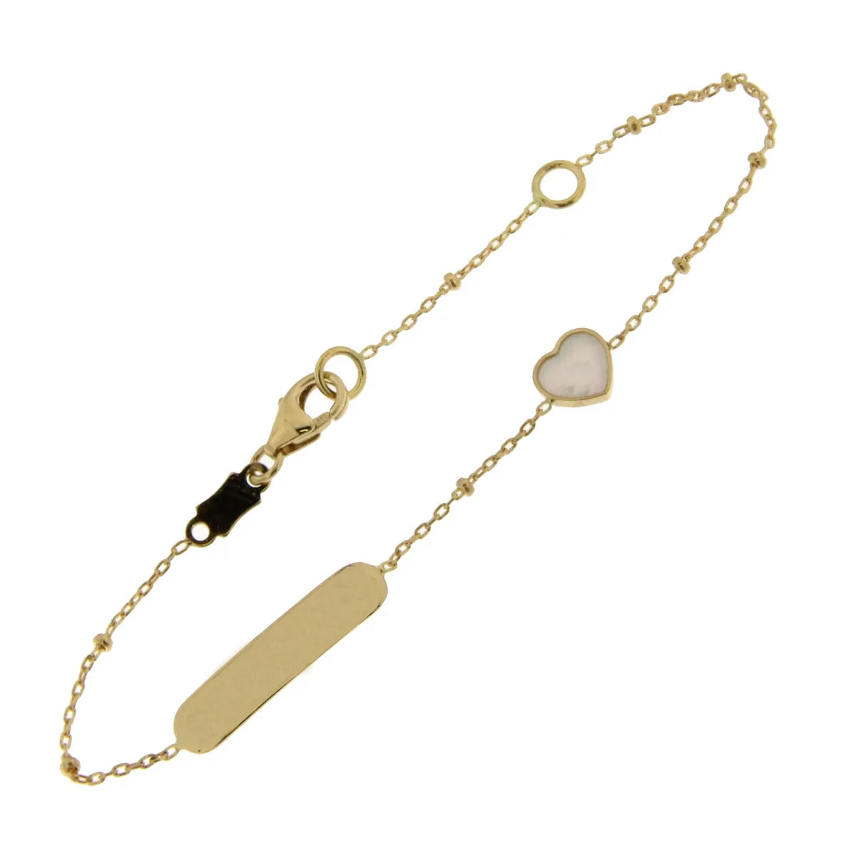 Bracelet identité enfant coeur - Or Jaune et Nacre (066553N)