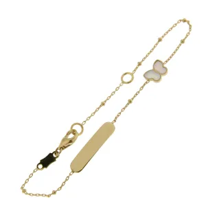 Bracelet identité enfant papillon - Or Jaune et Nacre (066559N)