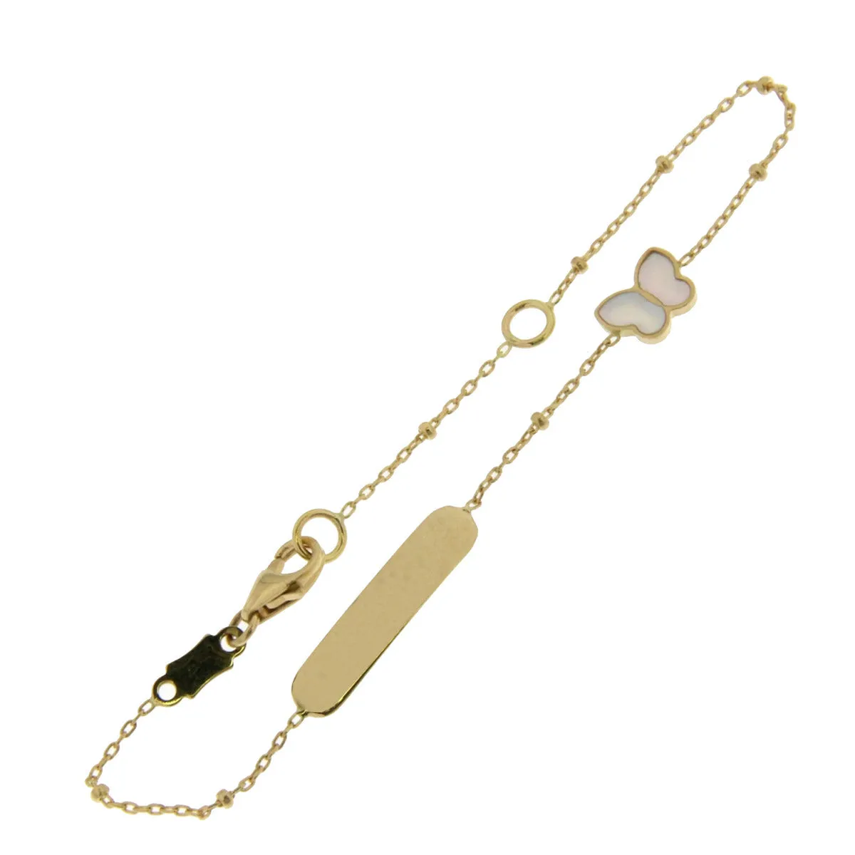 Bracelet identité enfant papillon - Or Jaune et Nacre (066559N)