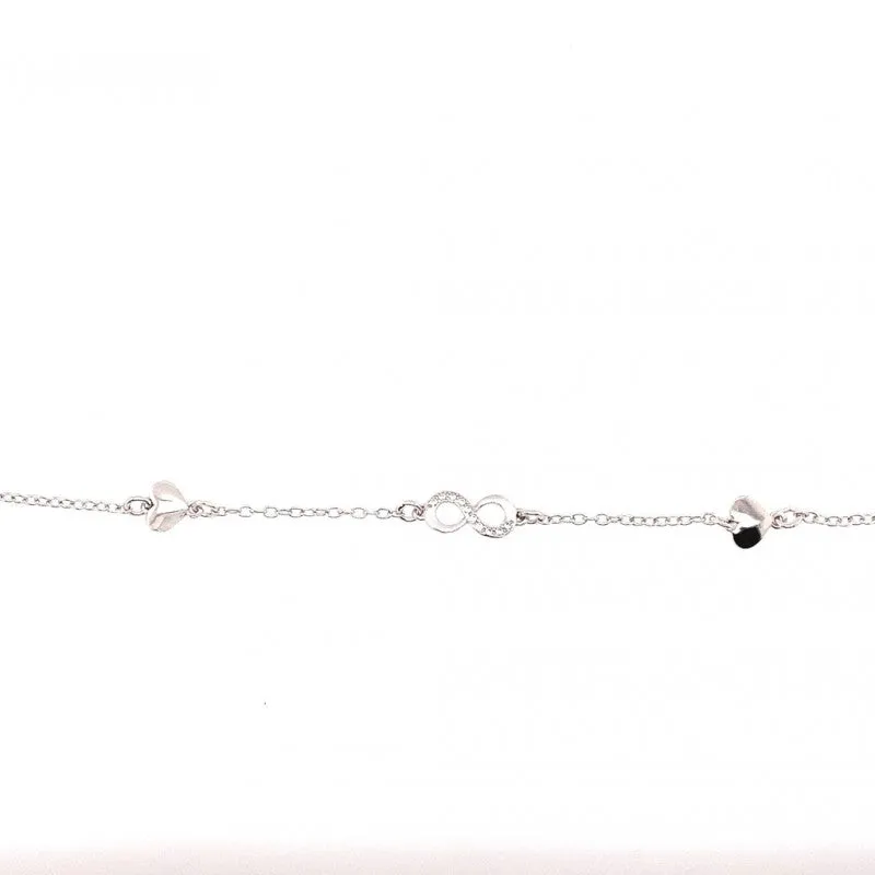 Bracelet Orage Infini et Cœur - Argent et Zircon (A/1112/19-A)