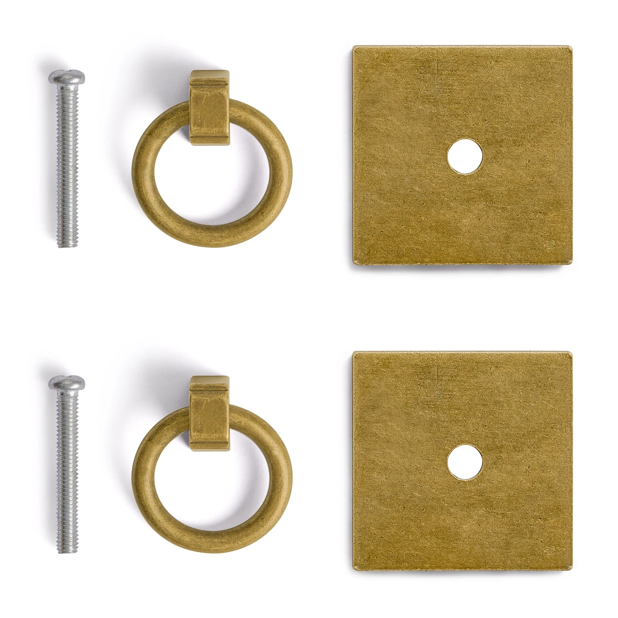 Brass Ring Plate Pulls 1.9" - Set of 2
