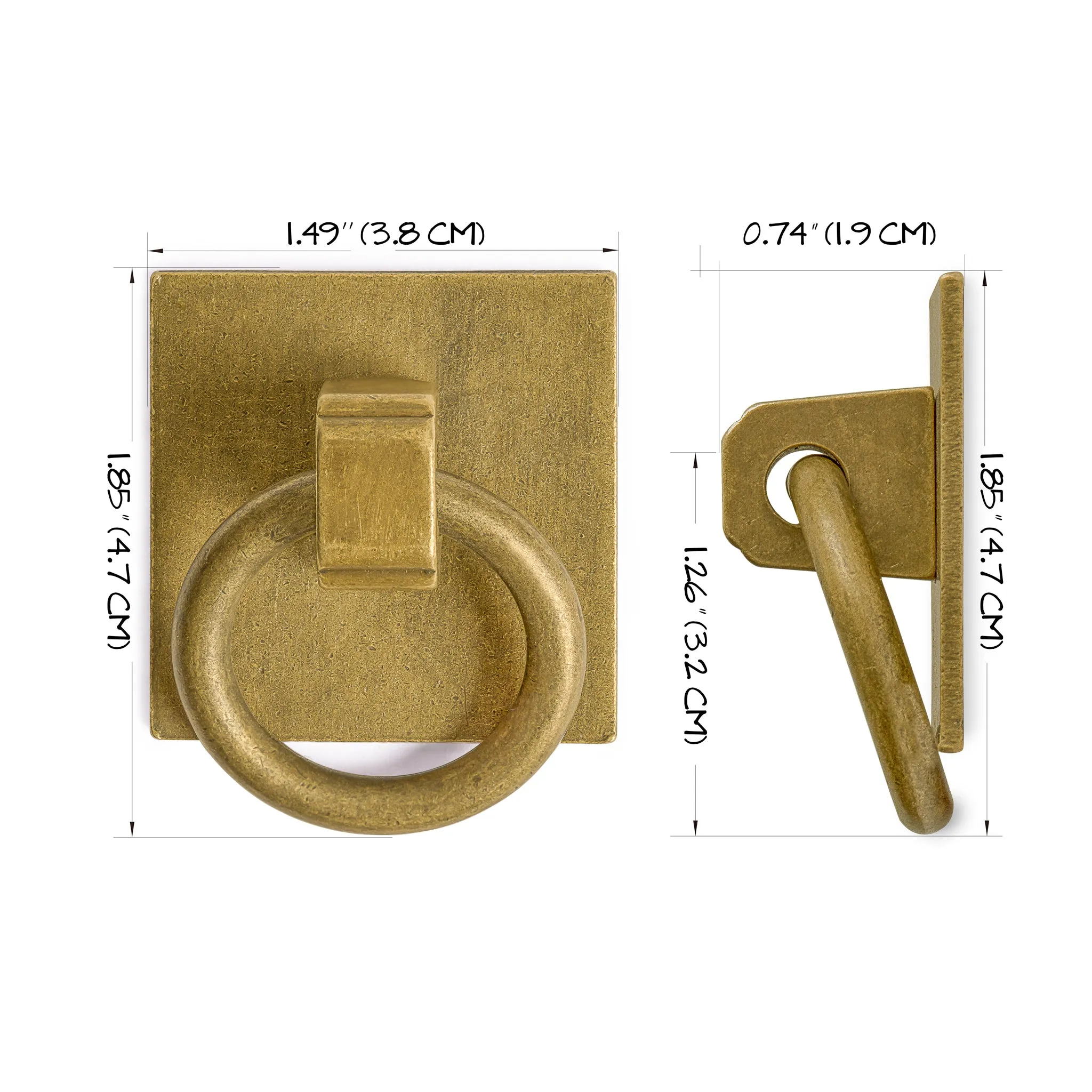 Brass Ring Plate Pulls 1.9" - Set of 2