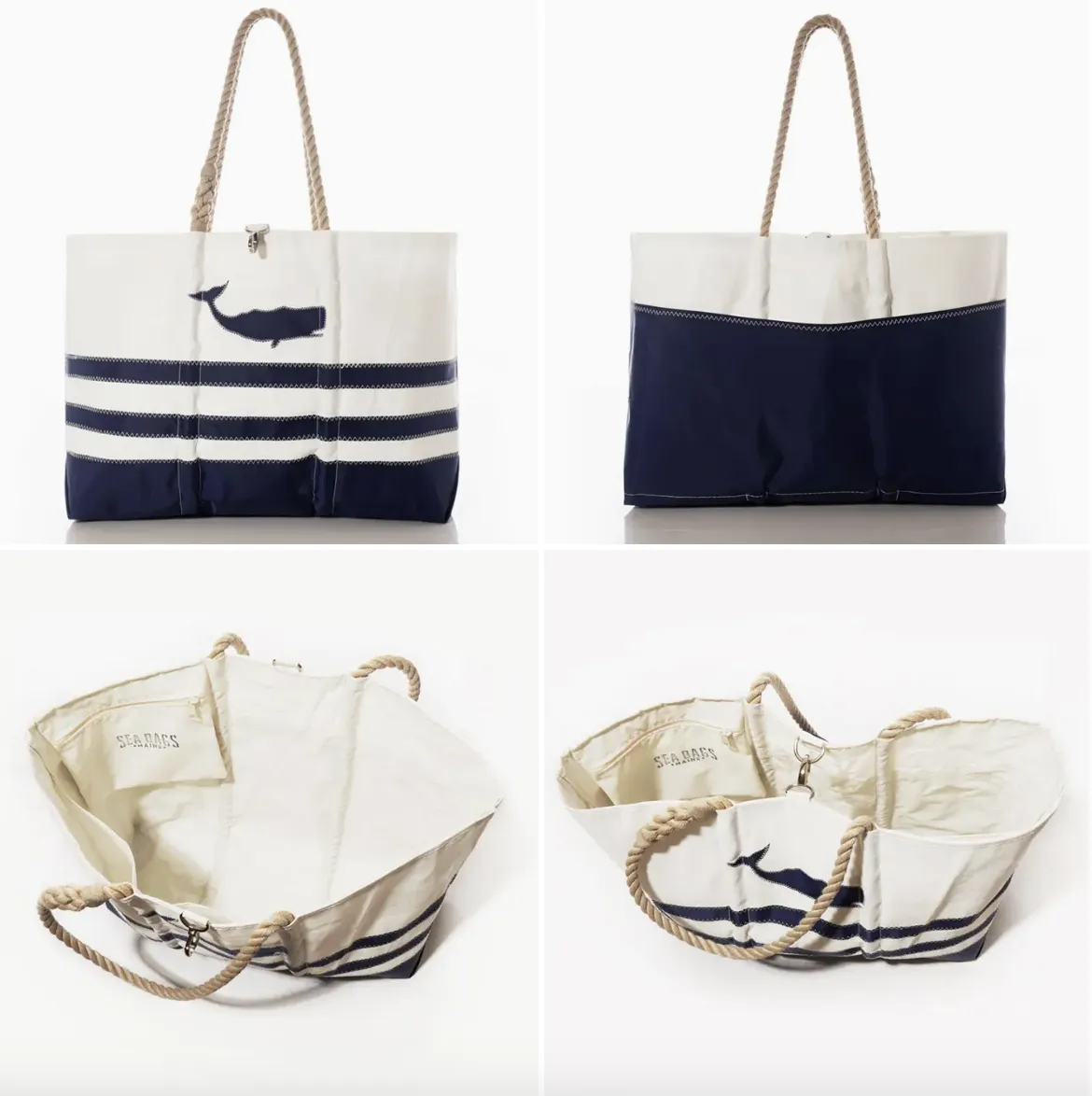 Breton Stripe Whale Ogunquit Beach Tote