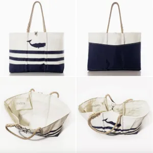 Breton Stripe Whale Ogunquit Beach Tote