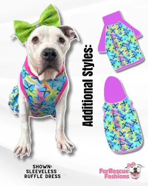 Bright Butterflies - Dog Pajama with Fuchsia Neck & Trim/Sleeves
