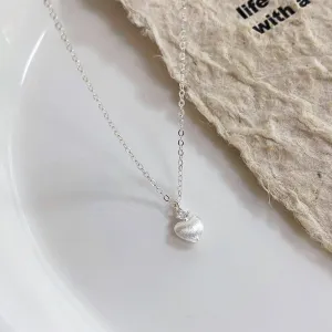 Brushed Heart Necklace (Solid Silver)