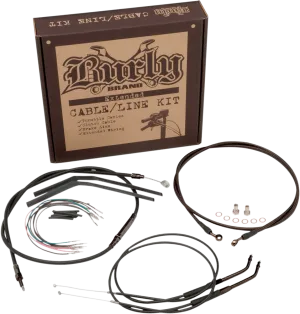 Burly Brand B30-1010 Extended Cable/Brake Line Kit for 14in. Ape Handlebars - Black Vinyl