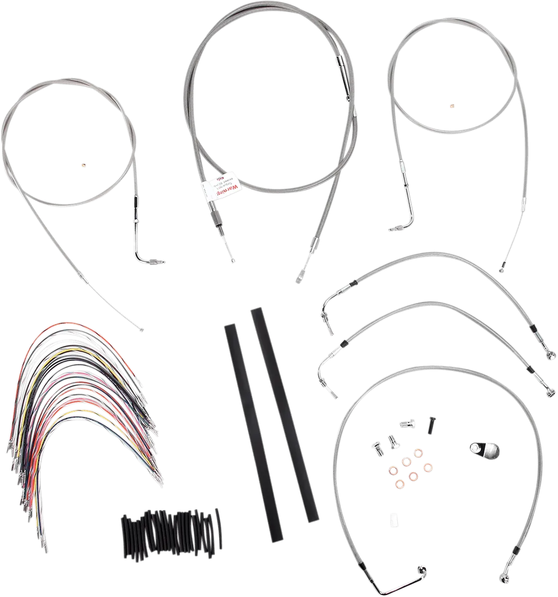 Burly Brand B30-1077 Extended Cable/Brake Line Kit for 16in. Gorilla Handlebars - Stainless Steel