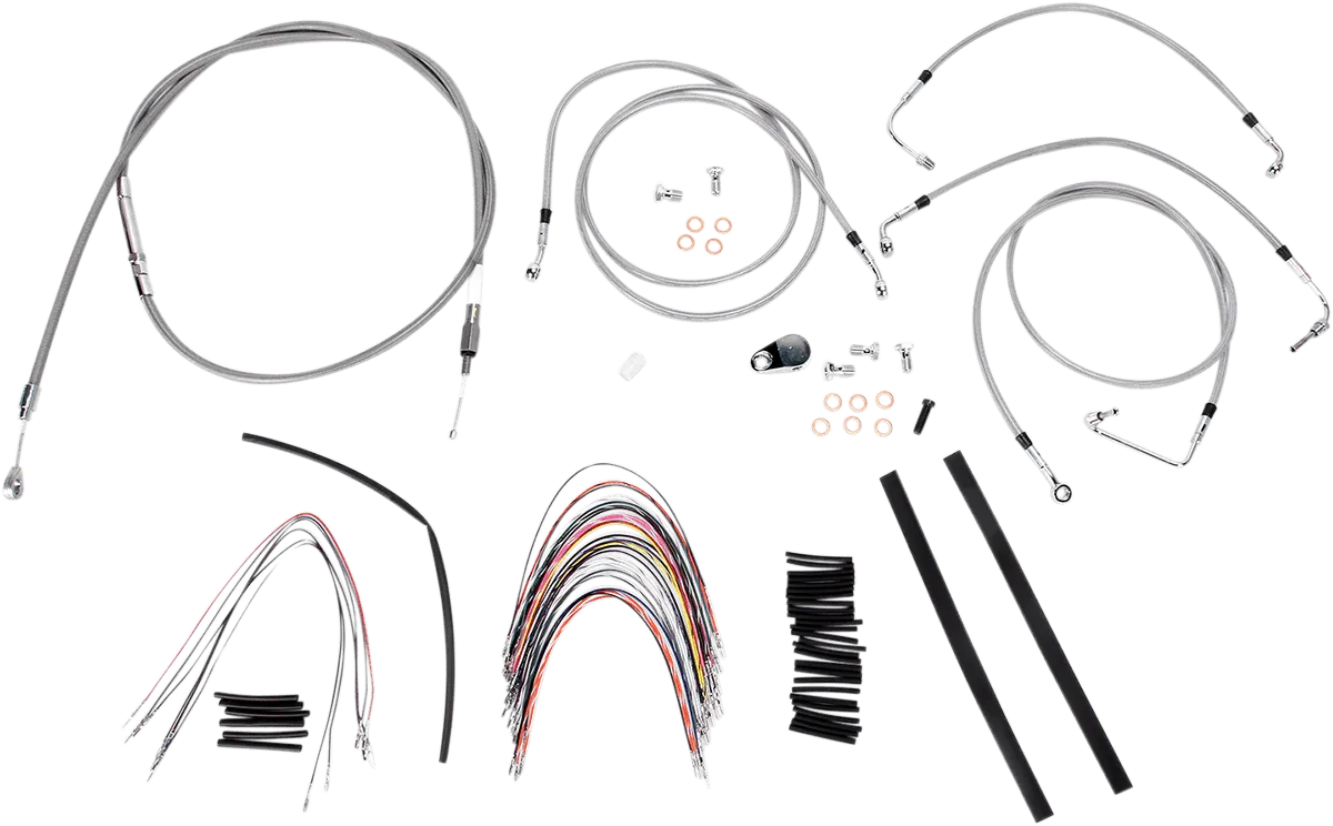 Burly Brand B30-1094 Extended Cable/Brake Line Kit for 14in. Gorilla Handlebars - Stainless Steel
