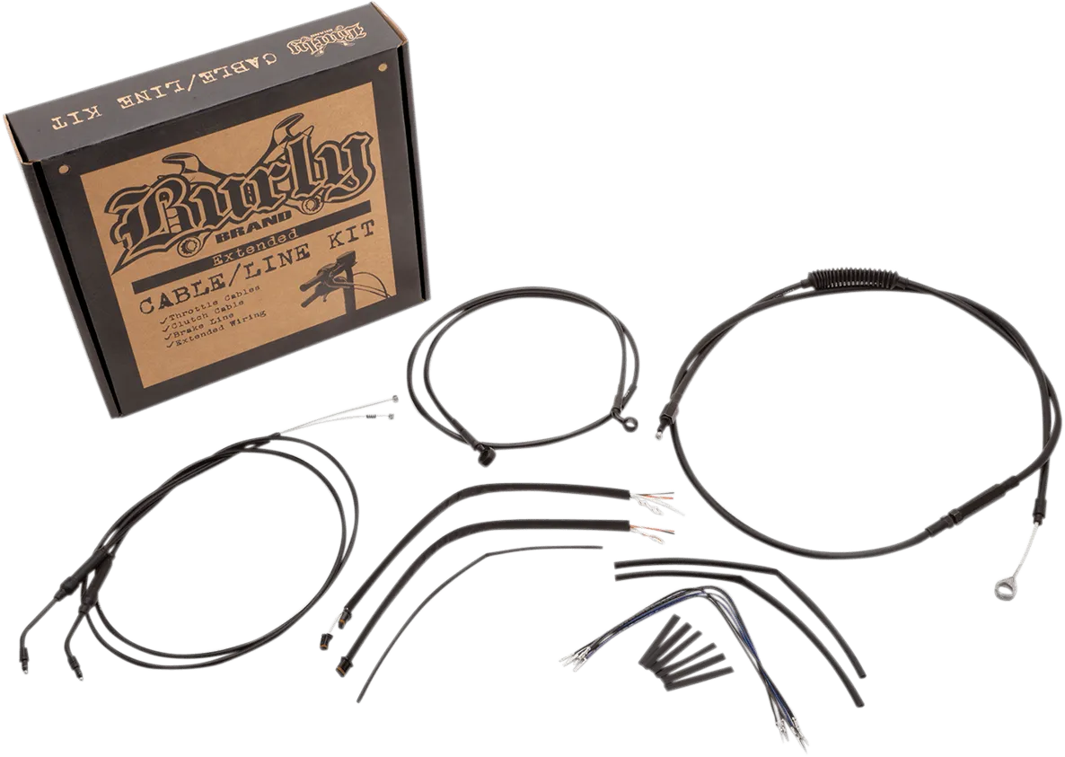 Burly Brand B30-1107 Extended Cable/Brake Line Kit for 14in. Ape Handlebars - Black Vinyl