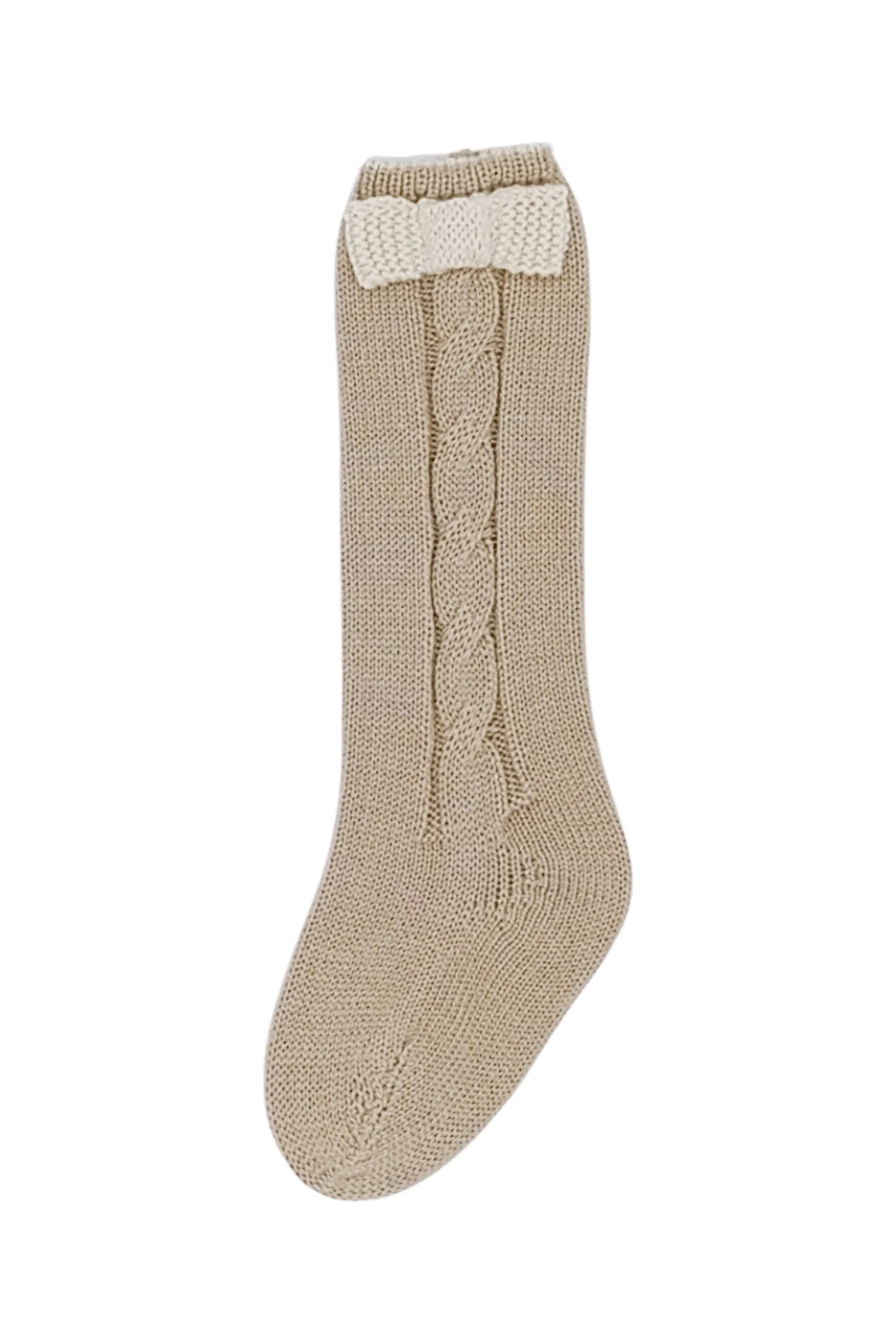 Camel & Cream Knee High Bow Socks